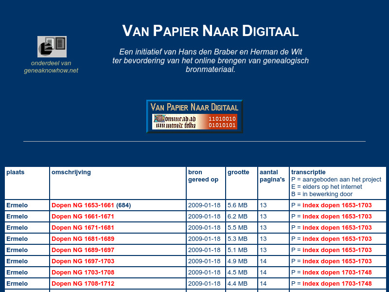 Screenshot van website