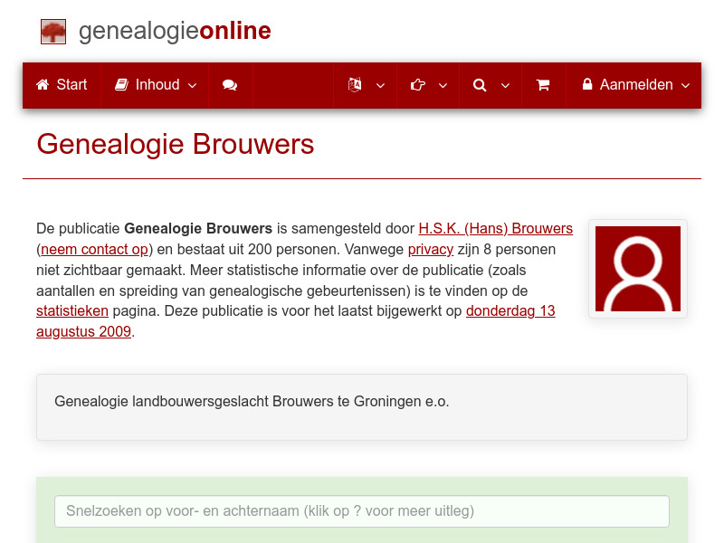 Screenshot van website