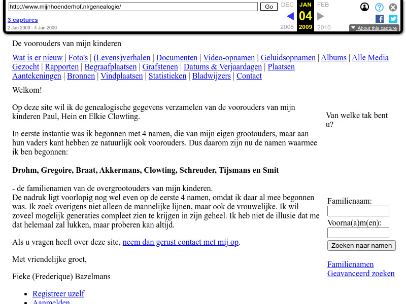 Screenshot van website