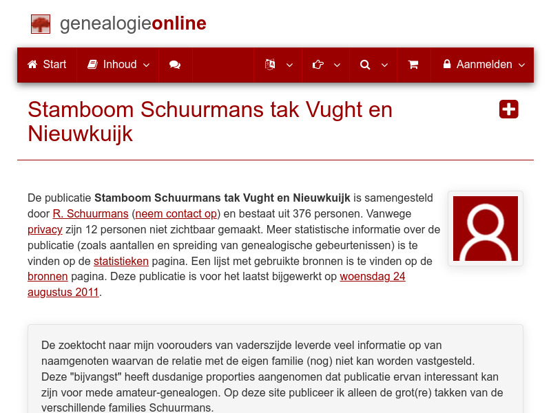Screenshot van website