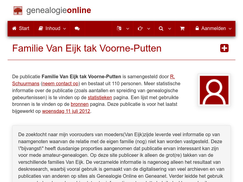 Screenshot van website