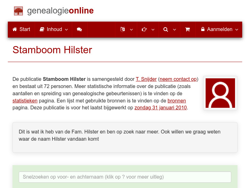 Screenshot van website