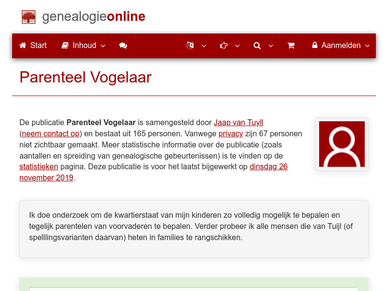 Screenshot van website