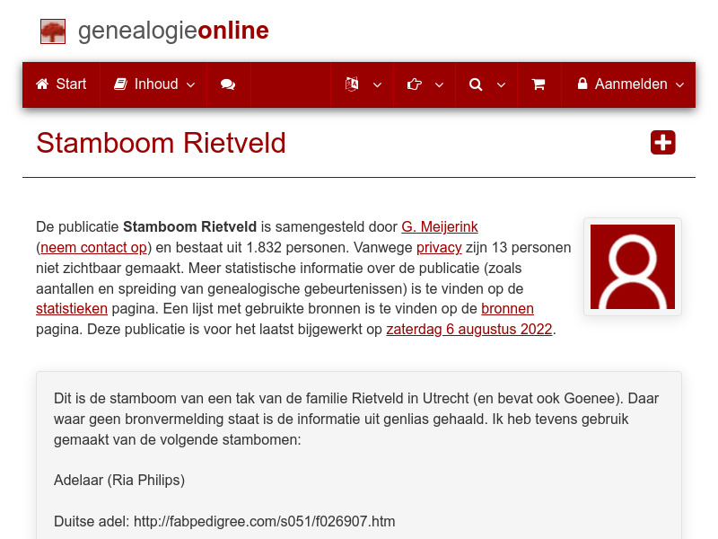 Screenshot van website