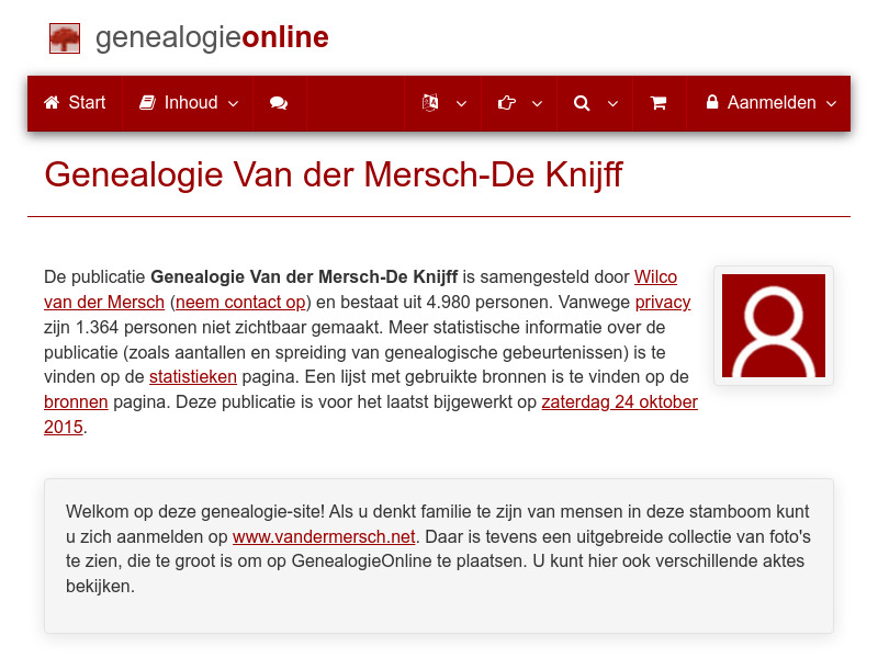 Screenshot van website