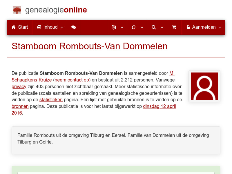 Screenshot van website