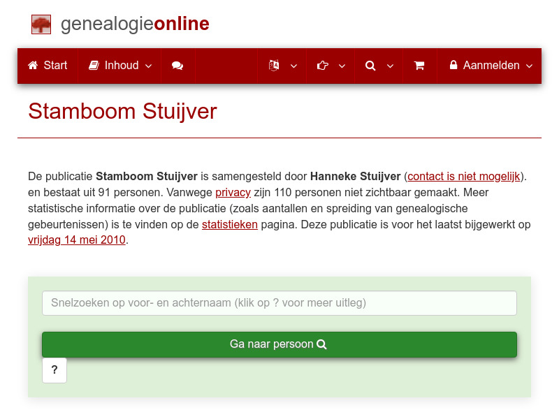 Screenshot van website