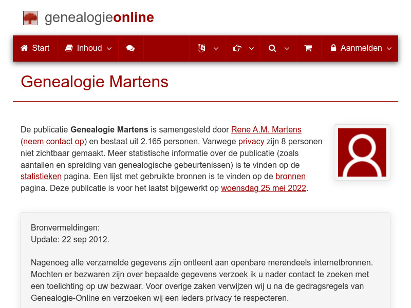 Screenshot van website