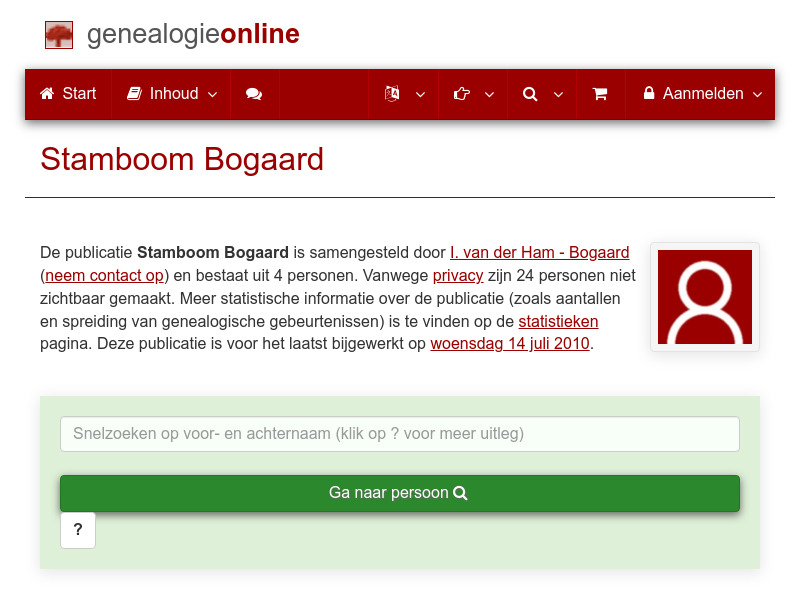 Screenshot van website