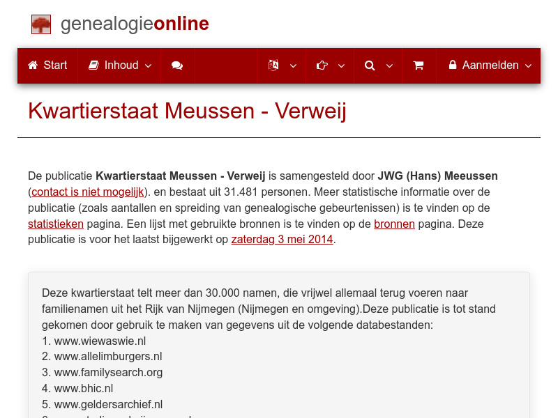 Screenshot van website
