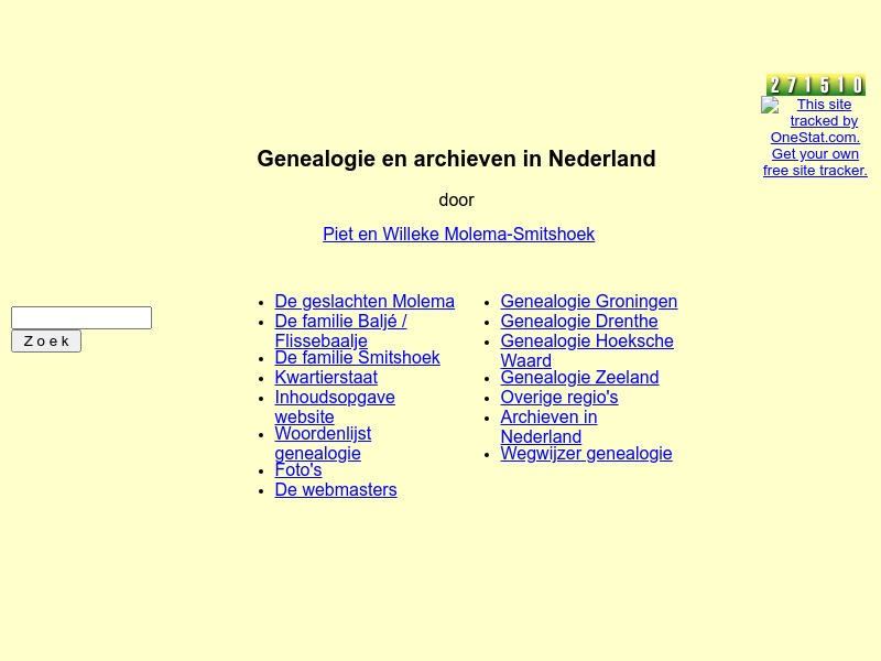 Screenshot van website
