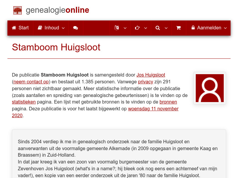 Screenshot van website