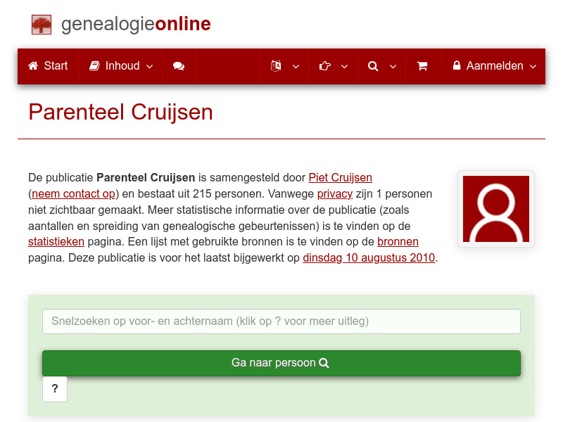 Screenshot van website