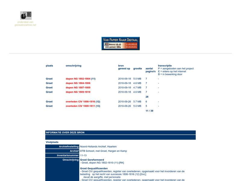 Screenshot van website