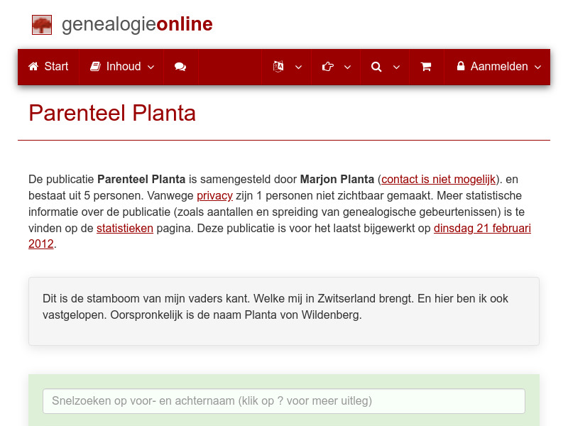 Screenshot van website