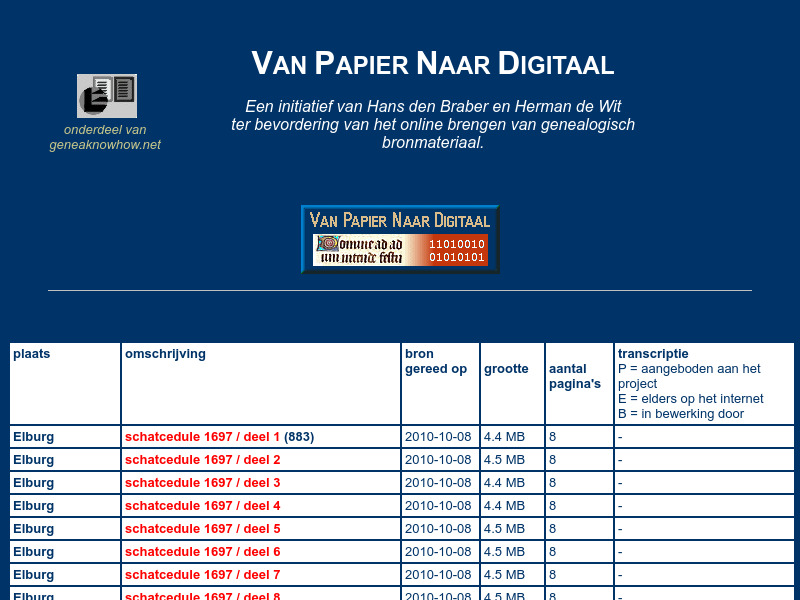Screenshot van website
