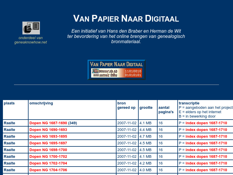 Screenshot van website