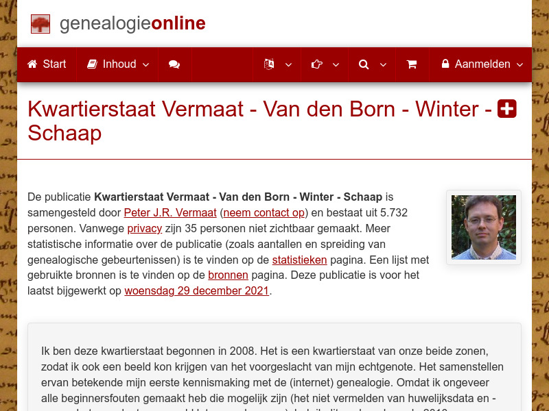 Screenshot van website