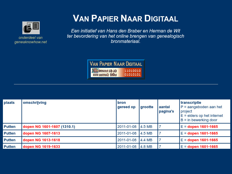 Screenshot van website