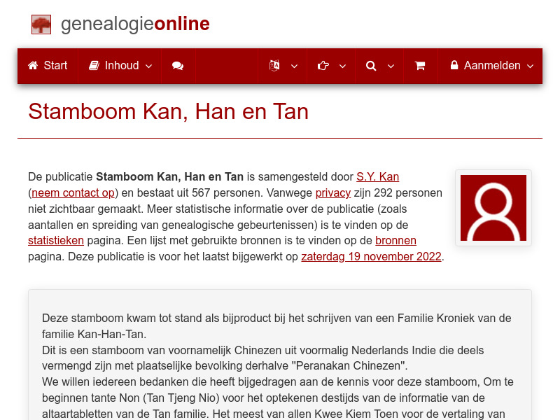 Screenshot van website