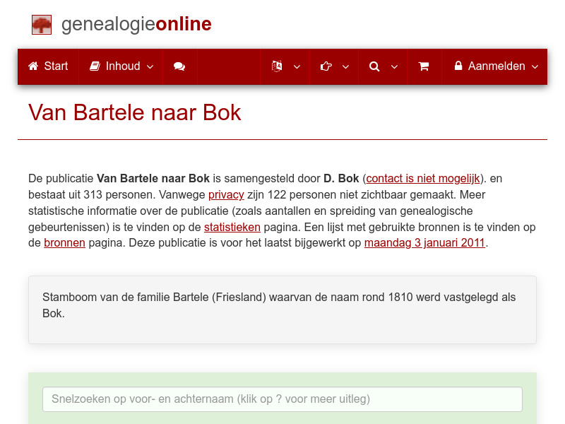 Screenshot van website