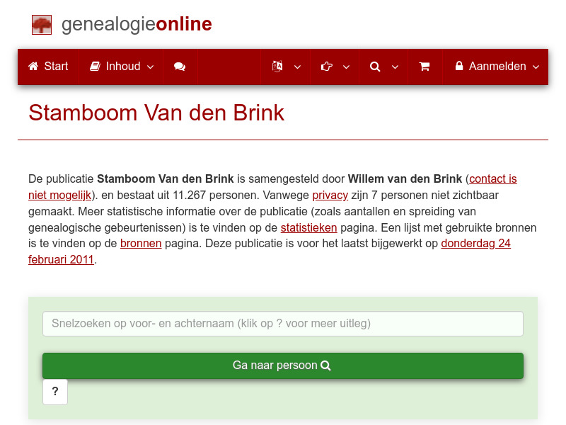 Screenshot van website