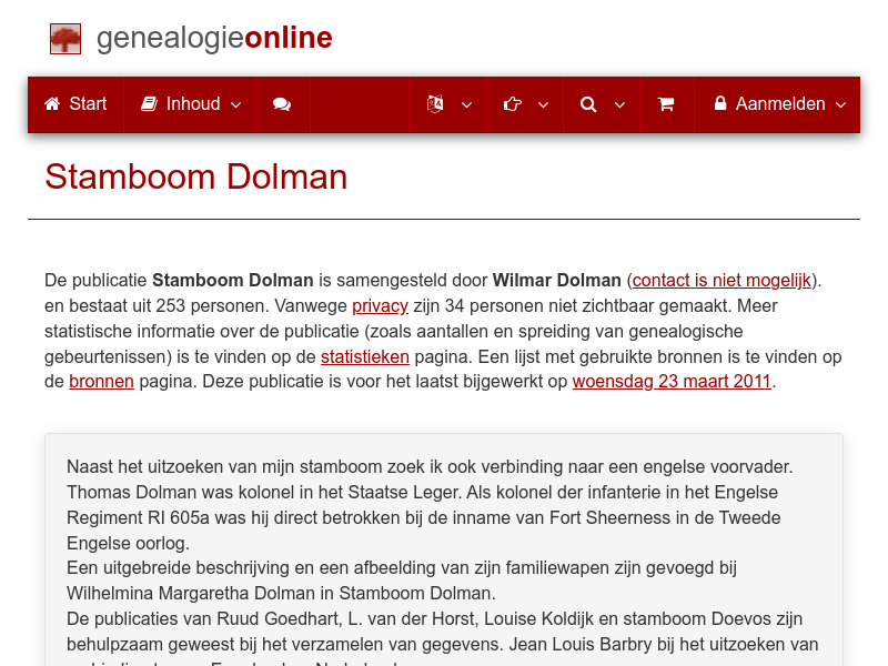 Screenshot van website