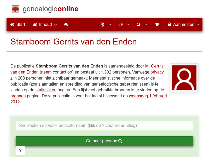 Screenshot van website