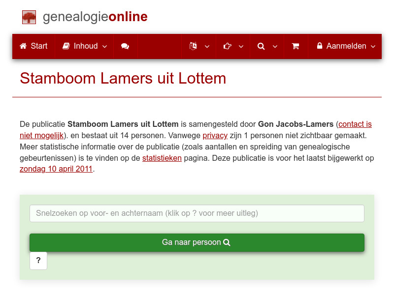 Screenshot van website