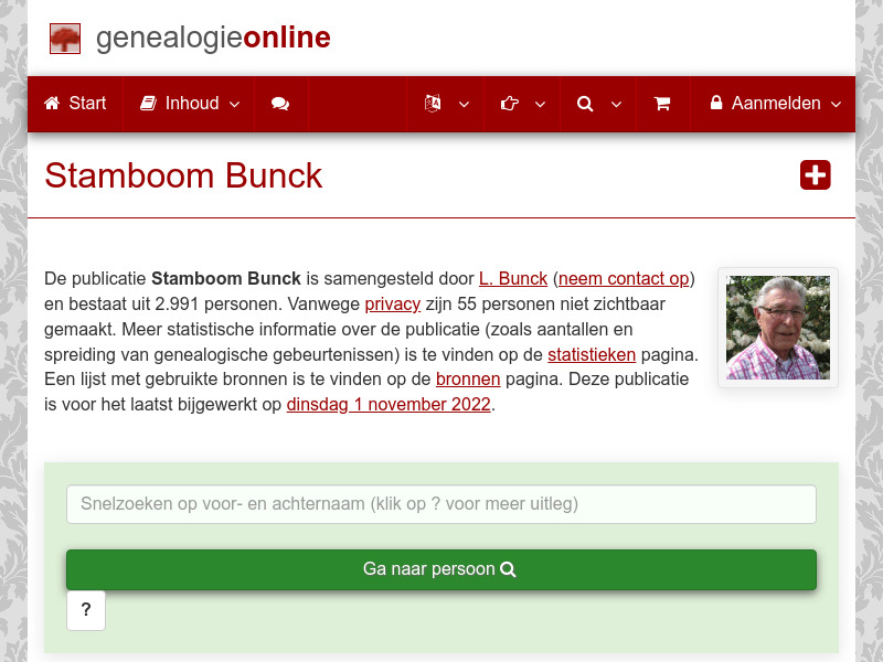 Screenshot van website