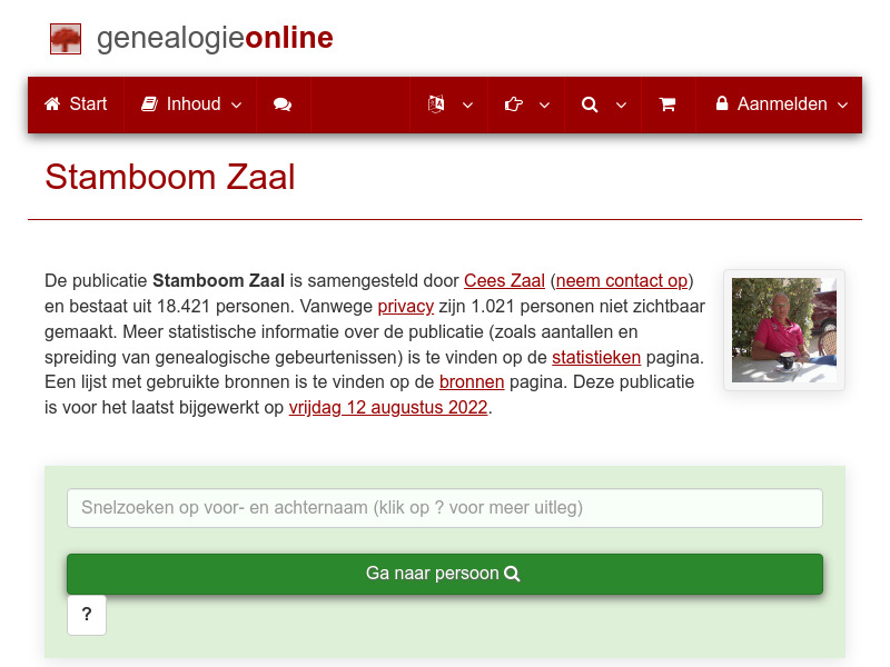 Screenshot van website