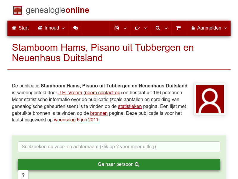 Screenshot van website
