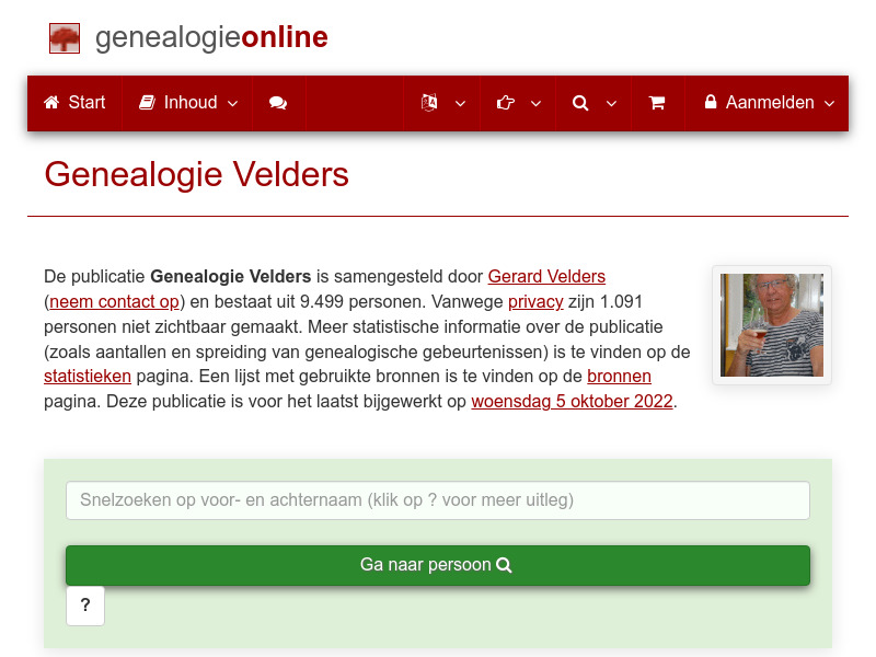 Screenshot van website