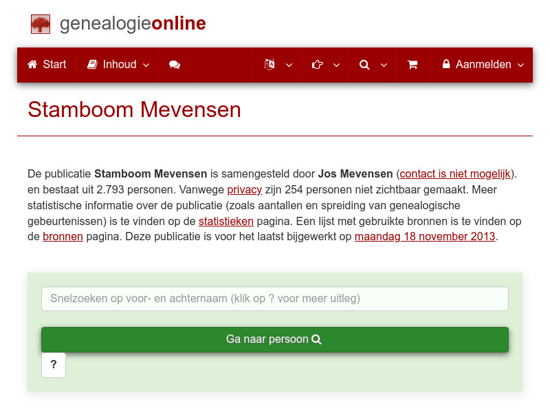 Screenshot van website