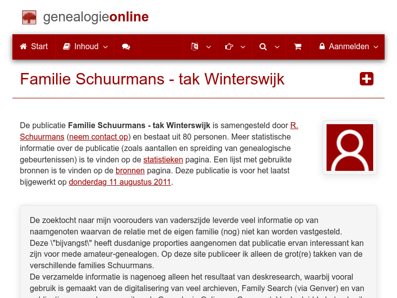 Screenshot van website