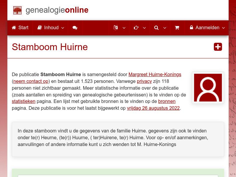 Screenshot van website
