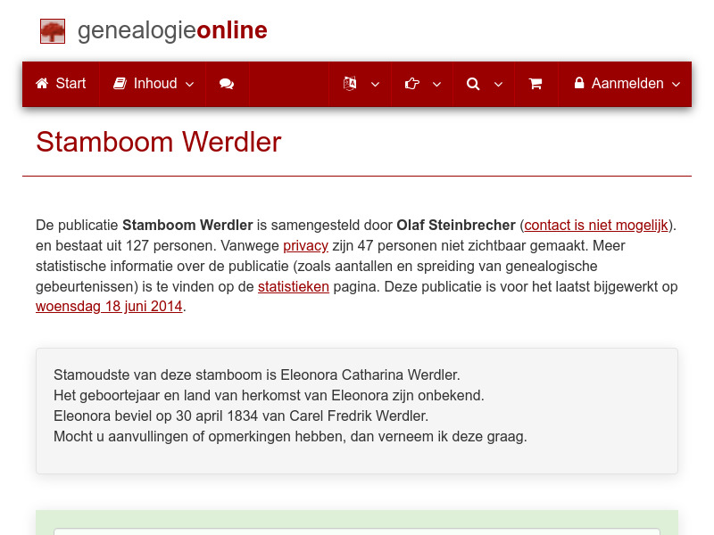 Screenshot van website