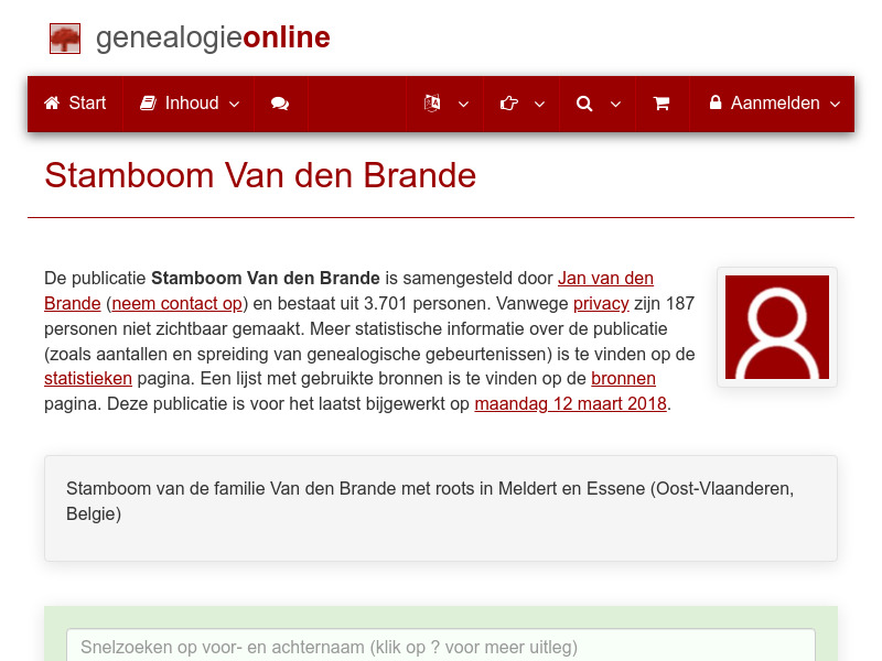 Screenshot van website