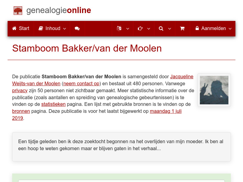 Screenshot van website
