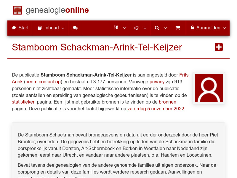 Screenshot van website