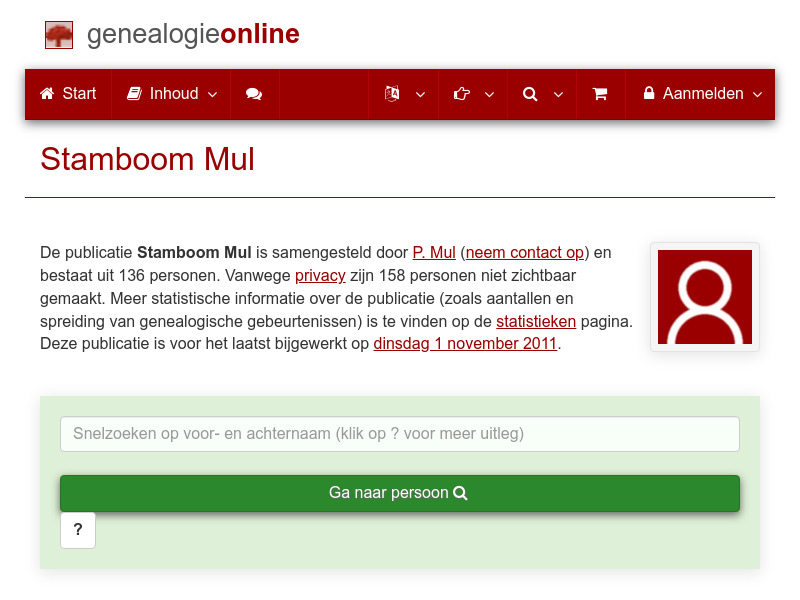 Screenshot van website