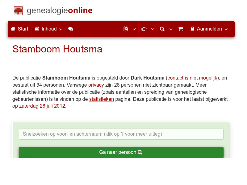 Screenshot van website