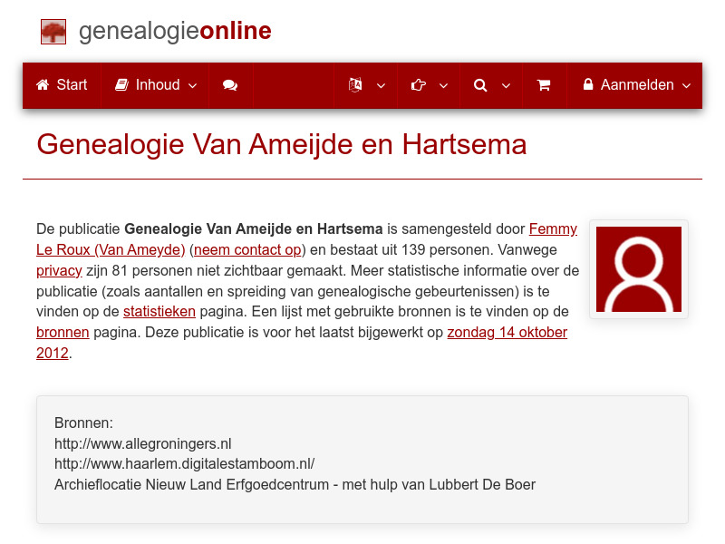 Screenshot van website