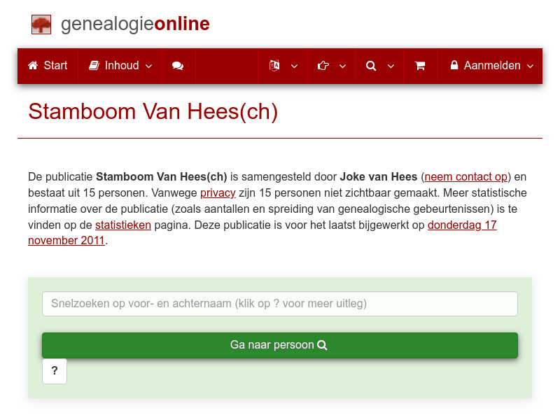 Screenshot van website