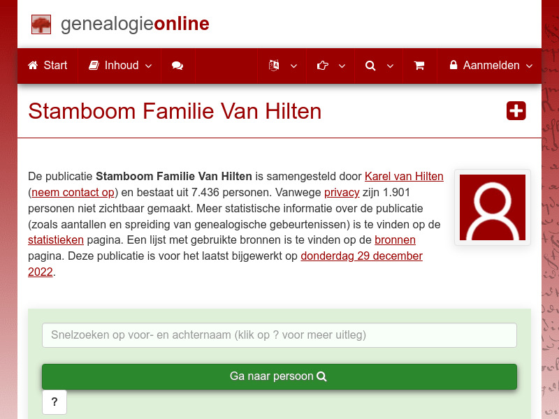Screenshot van website