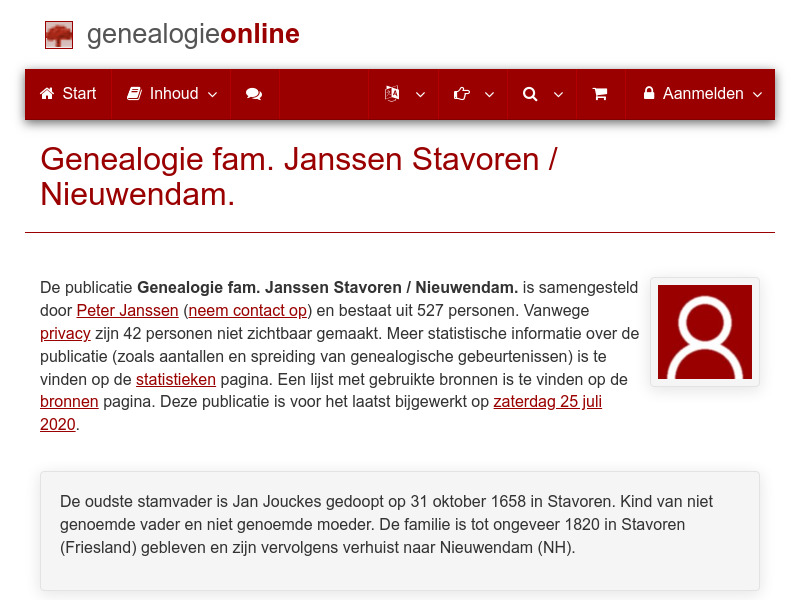 Screenshot van website