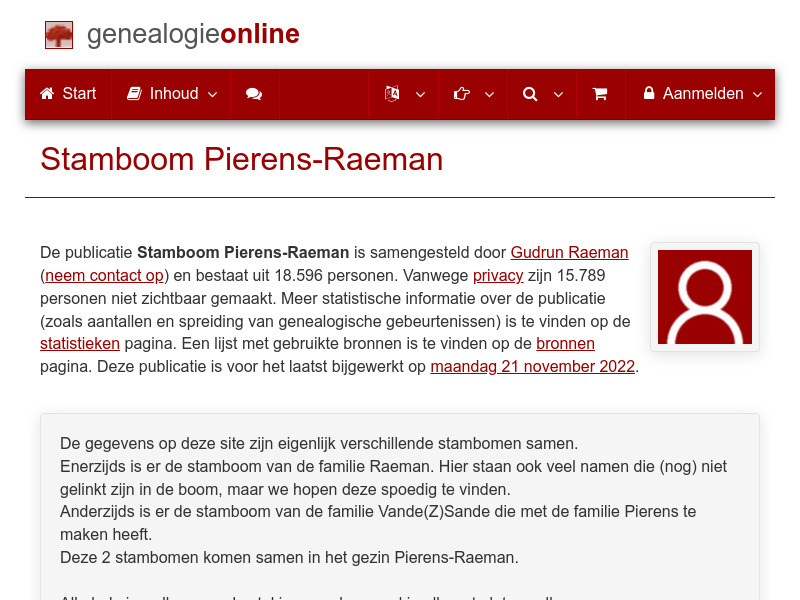 Screenshot van website