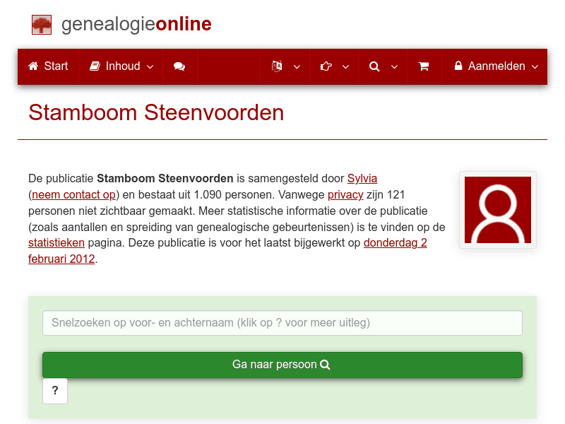 Screenshot van website