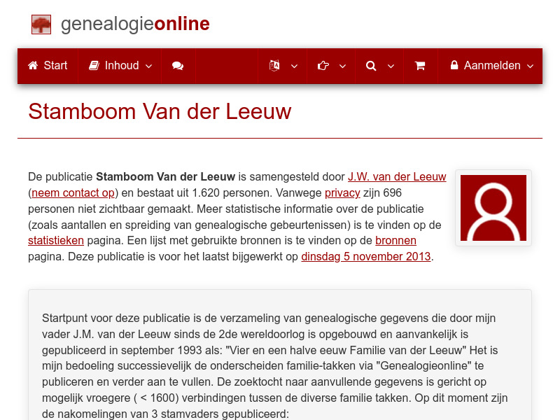 Screenshot van website
