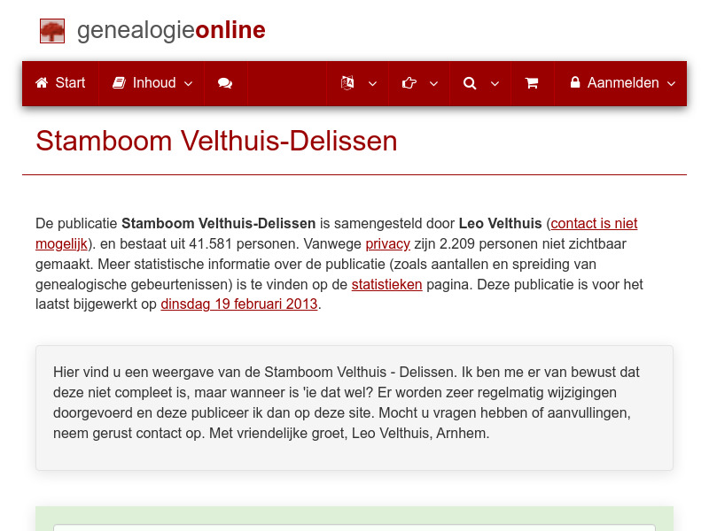 Screenshot van website